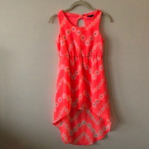 Bright coral high-low dress, girls size 8